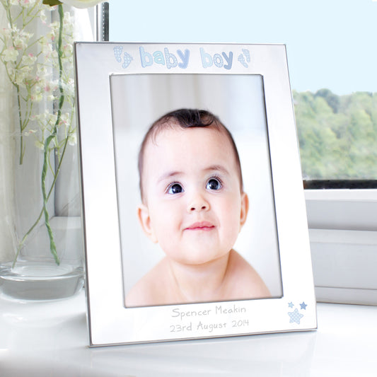 Personalised Silver 5x7 Baby Boy Photo Frame from Heartfelt Gifts
