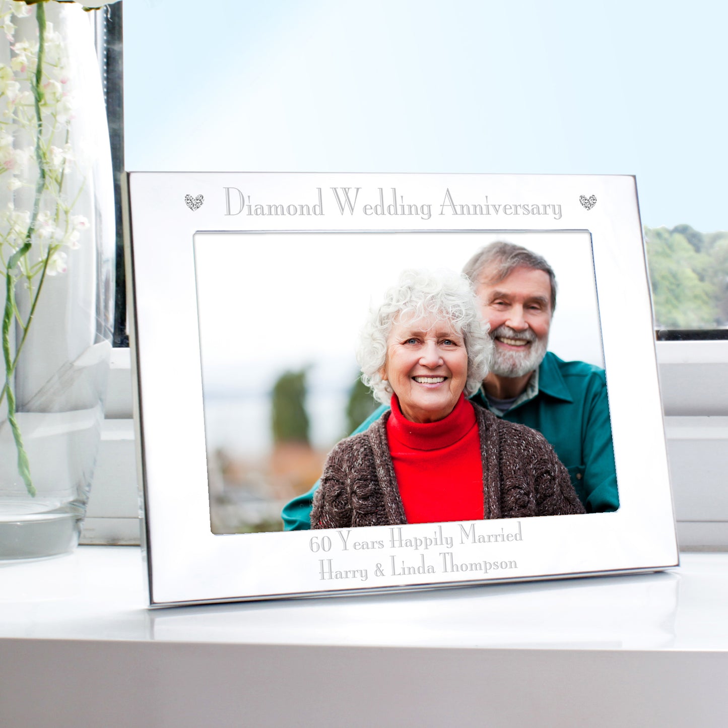 Personalised Diamond Anniversary 5x7 Landscape Photo Frame from Heartfelt Gifts