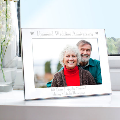Personalised Diamond Anniversary 5x7 Landscape Photo Frame from Heartfelt Gifts