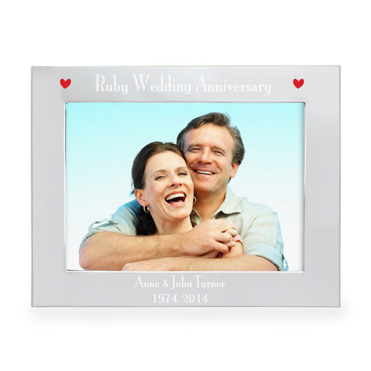 Personalised Silver 5x7 Ruby Anniversary Landscape Photo Frame - image 2