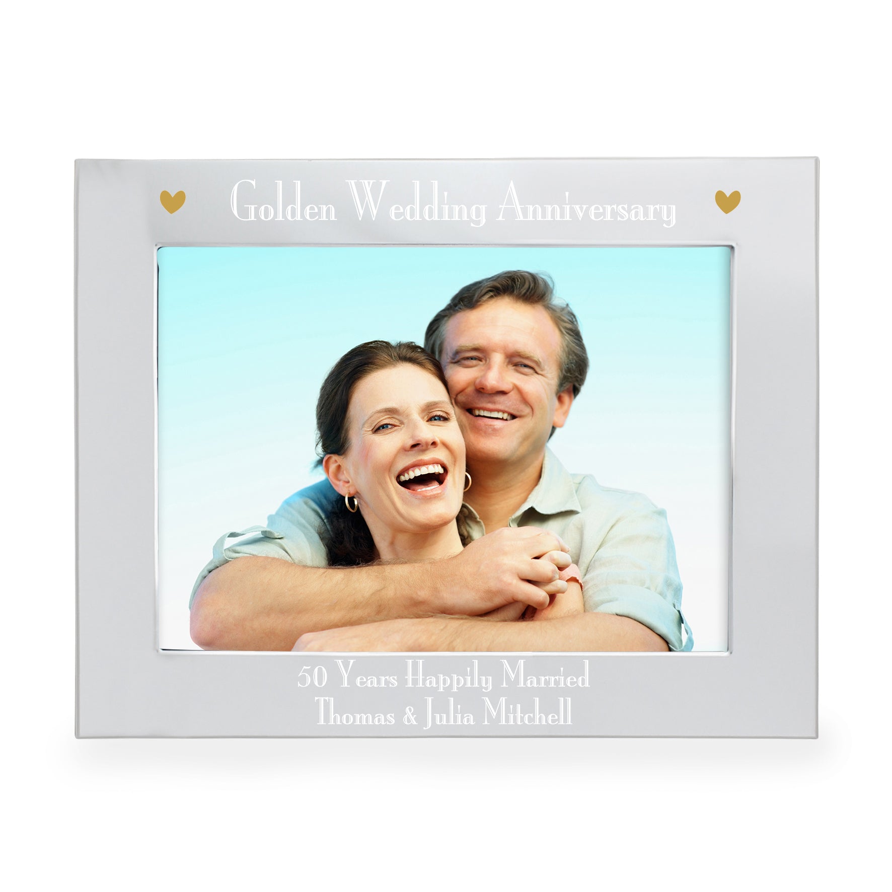 Personalised Silver 5x7 Golden Anniversary Landscape Photo Frame - image 2