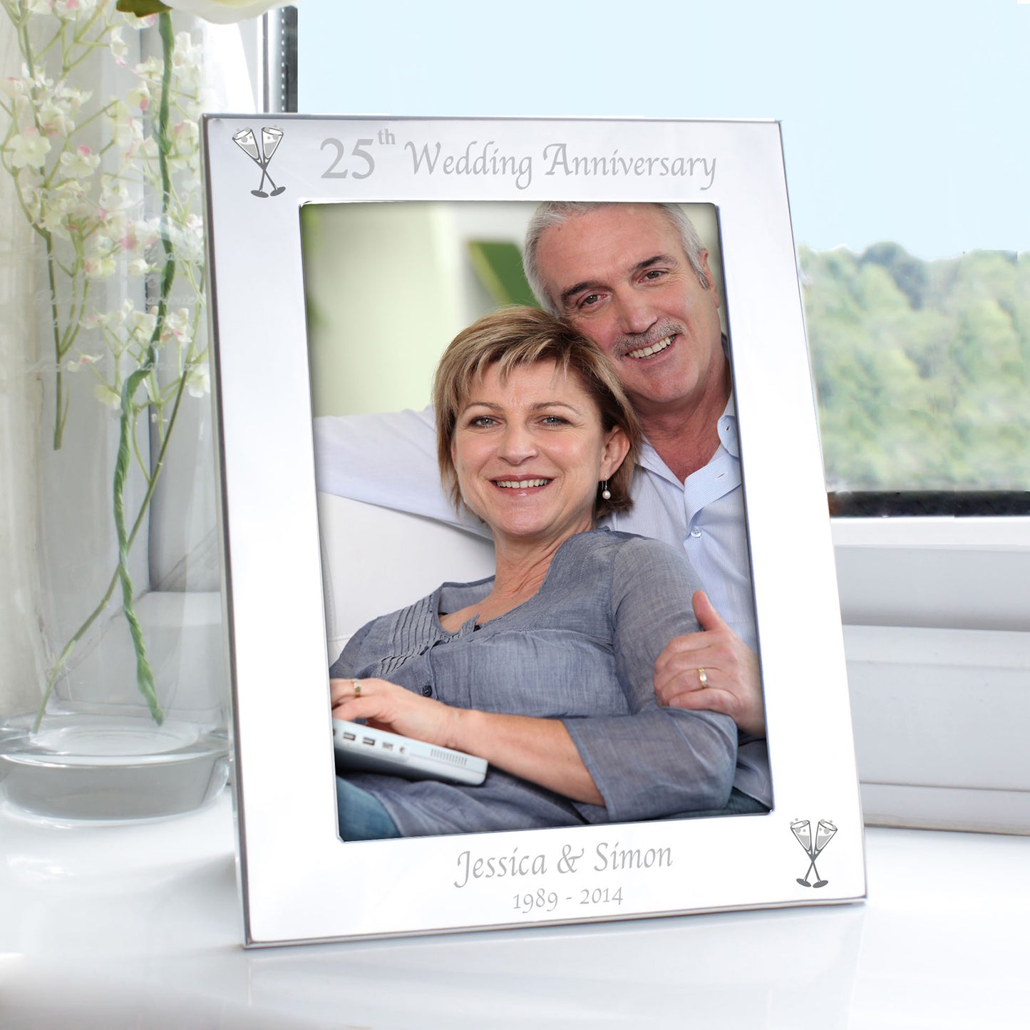 Personalised Silver 5x7 25th Wedding Anniversary Photo Frame from Heartfelt Gifts