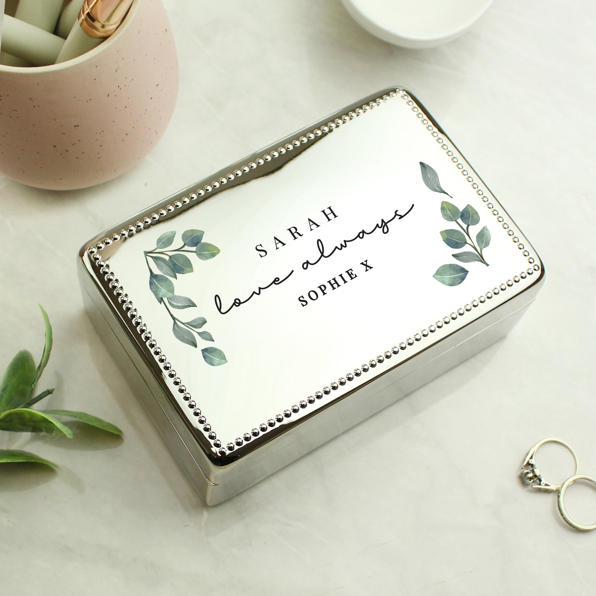 Personalised Botanical Rectangular Jewellery Box - image 3