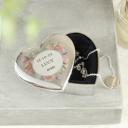 Personalised Floral Watercolour Heart Trinket Box - image 2