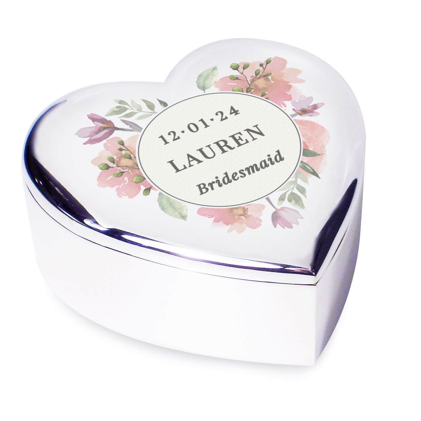 Personalised Floral Watercolour Heart Trinket Box - image 5