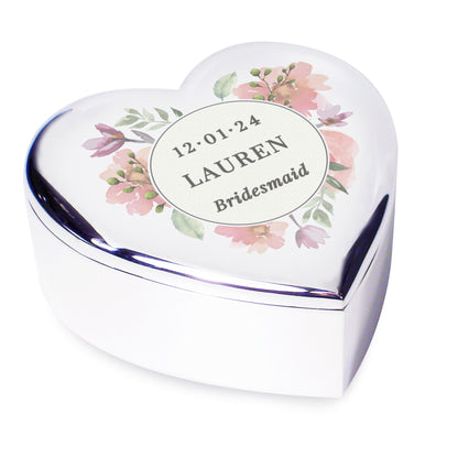 Personalised Floral Watercolour Heart Trinket Box - image 5