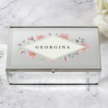 Personalised Floral Mirrored Jewellery Box - image 2