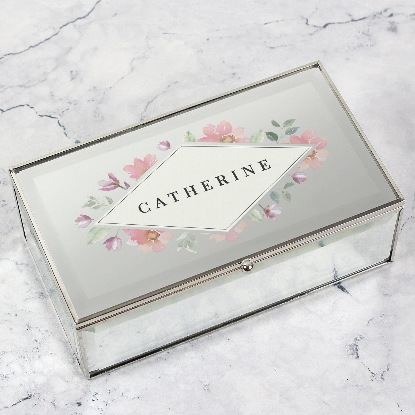 Personalised Floral Mirrored Jewellery Box - image 3