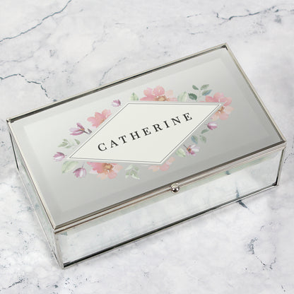 Personalised Floral Mirrored Jewellery Box - image 3