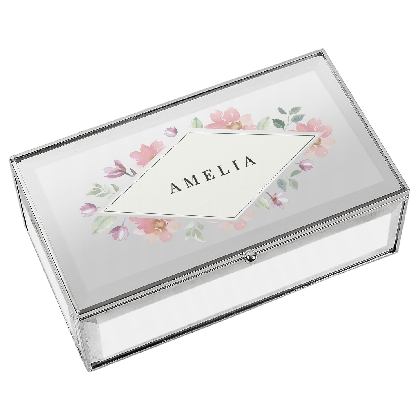 Personalised Floral Mirrored Jewellery Box - image 4