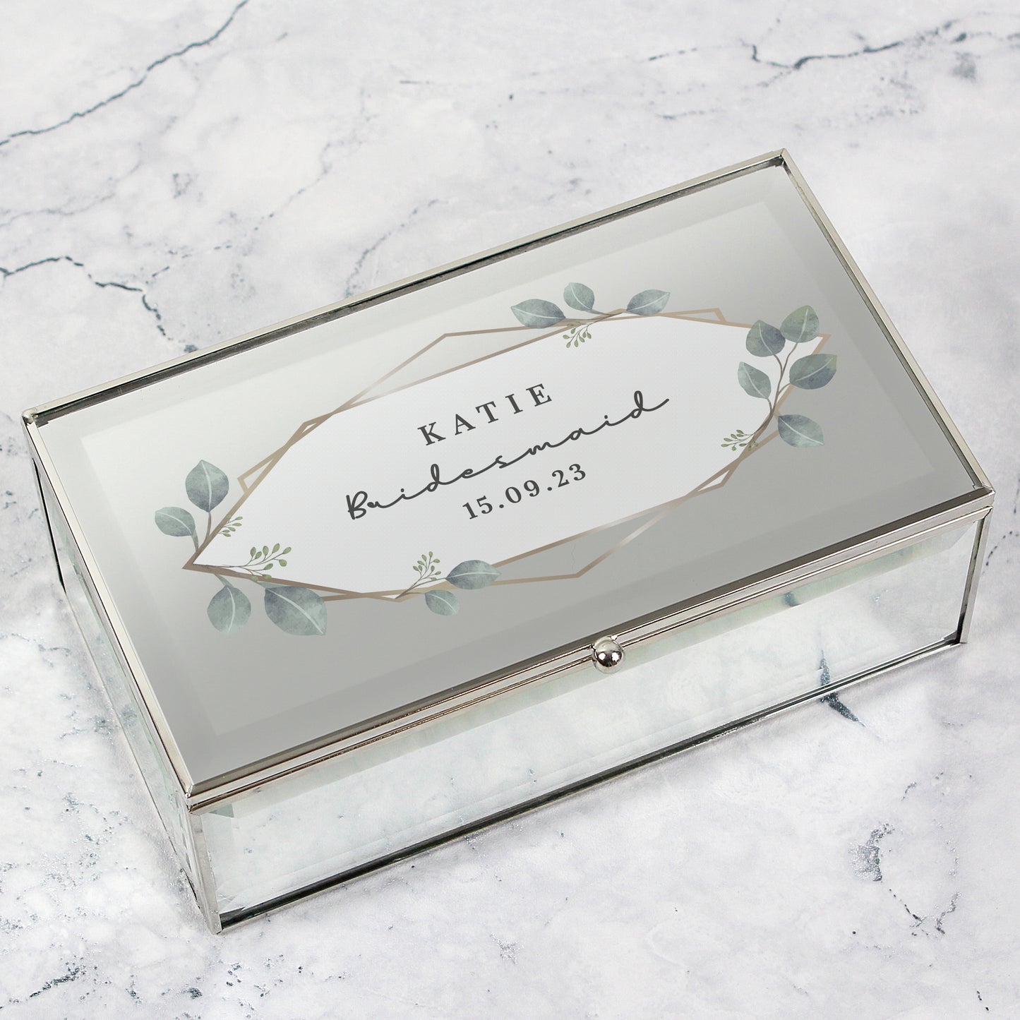 Personalised Botanical Mirrored Jewellery Box from Heartfelt Gifts
