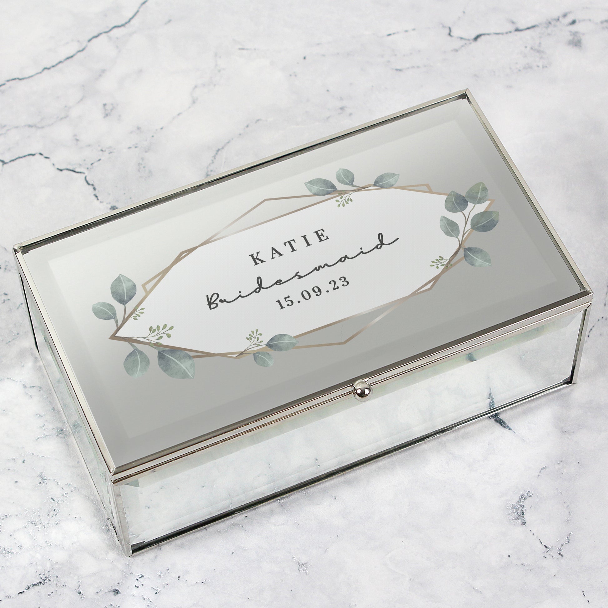 Personalised Botanical Mirrored Jewellery Box from Heartfelt Gifts