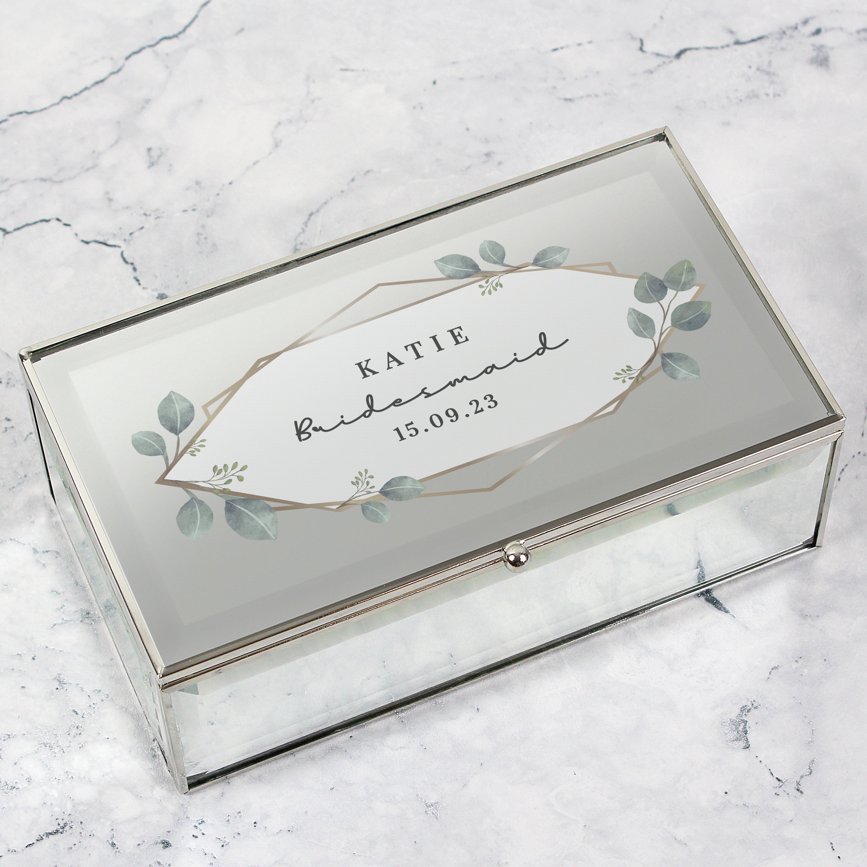 Personalised Botanical Mirrored Jewellery Box from Heartfelt Gifts
