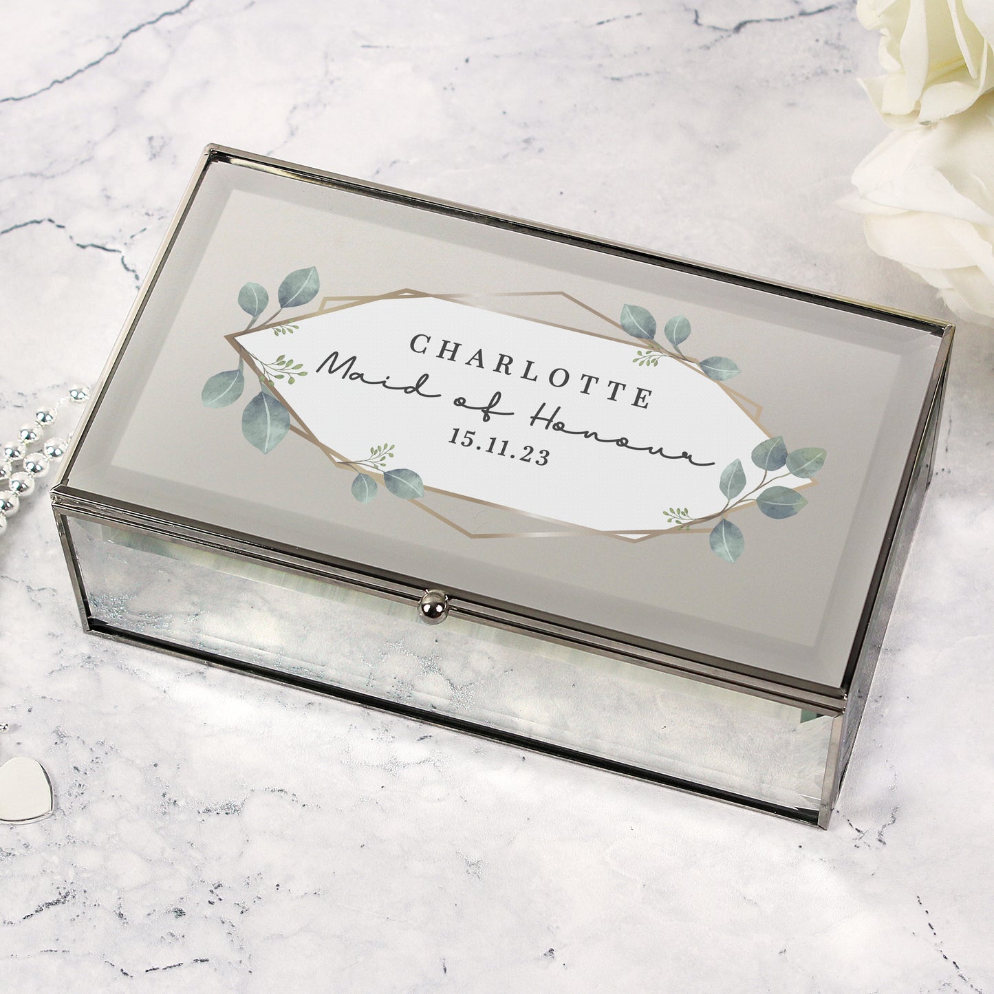 Personalised Botanical Mirrored Jewellery Box - image 3