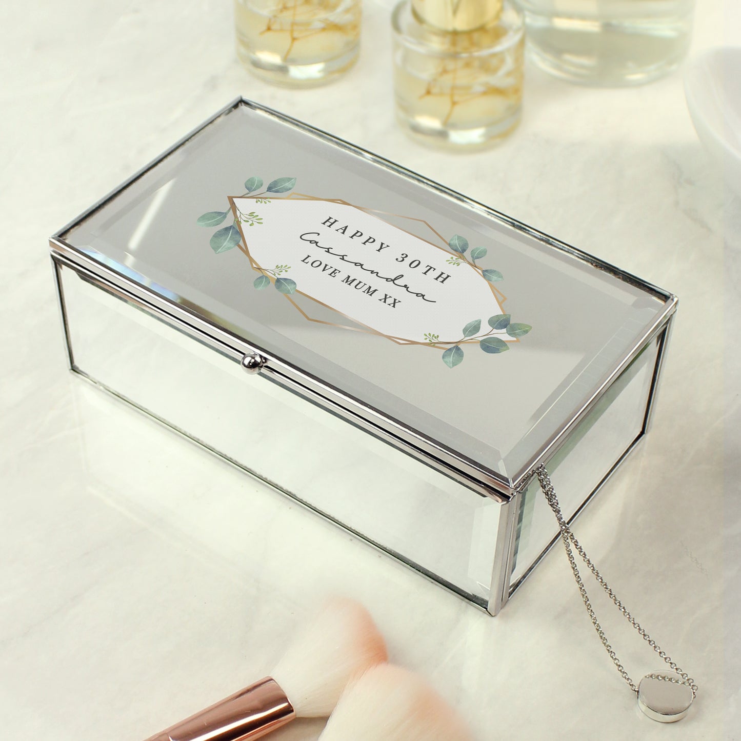 Personalised Botanical Mirrored Jewellery Box - image 4