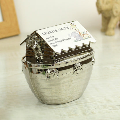 Personalised Hessian Friends Noahs Ark Money Box - image 3