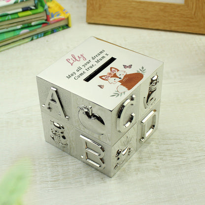 Personalised Woodland Fox ABC Money Box from Heartfelt Gifts