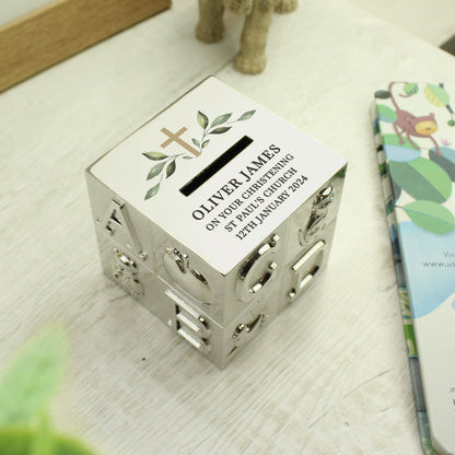 Personalised Religious Cross ABC Money Box - image 2