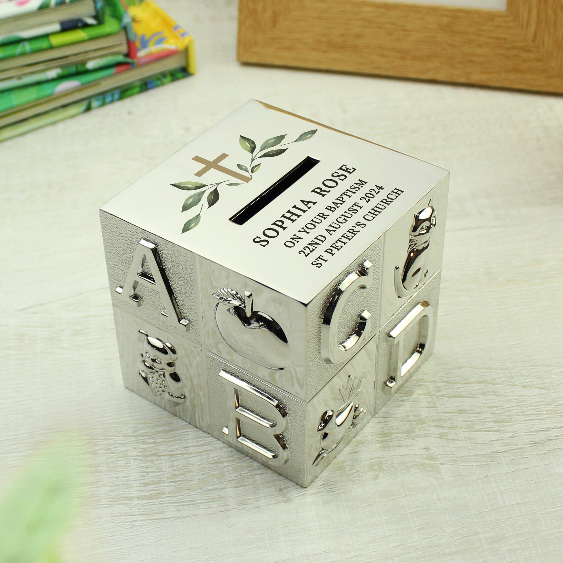 Personalised Religious Cross ABC Money Box - image 6