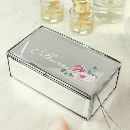 Personalised Floral Mirrored Jewellery Box - Message - image 3