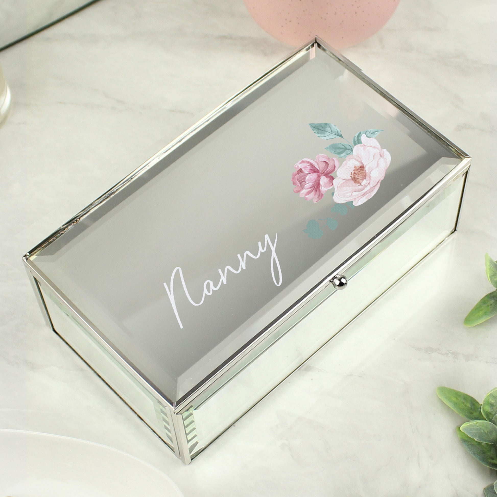 Personalised Floral Mirrored Jewellery Box - Message - image 4