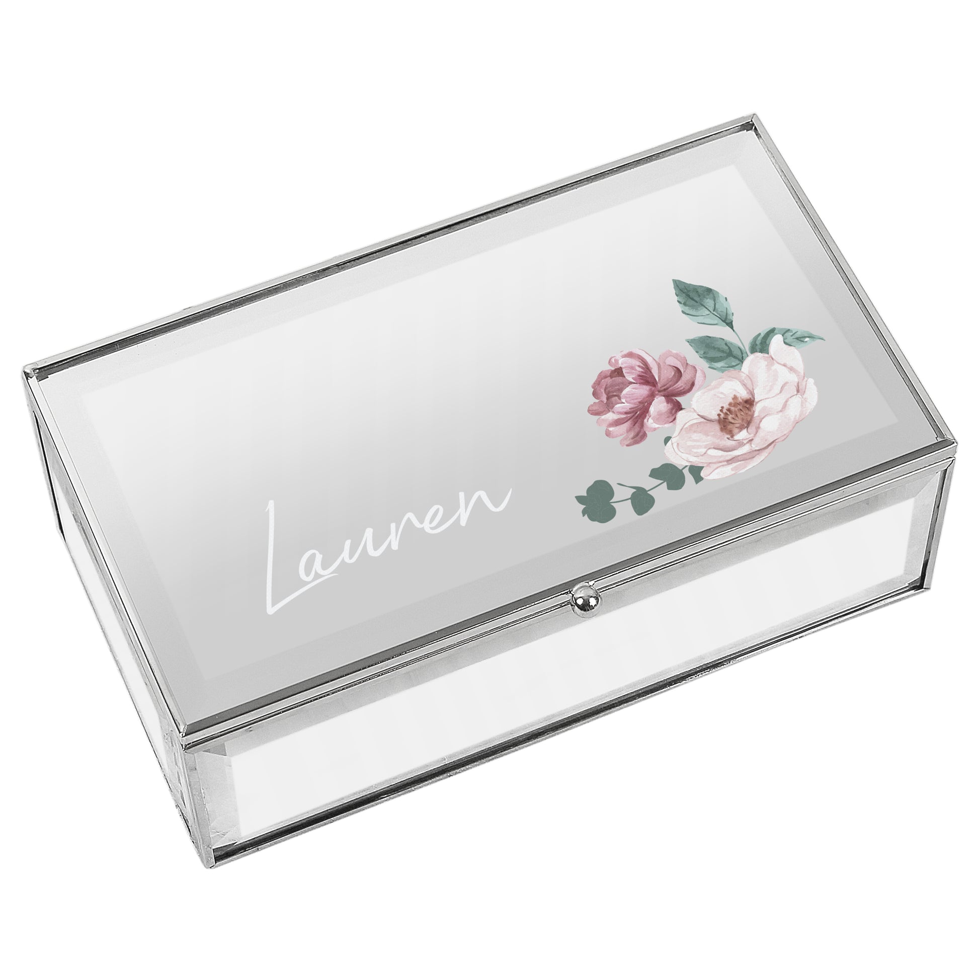 Personalised Floral Mirrored Jewellery Box - Message - image 5