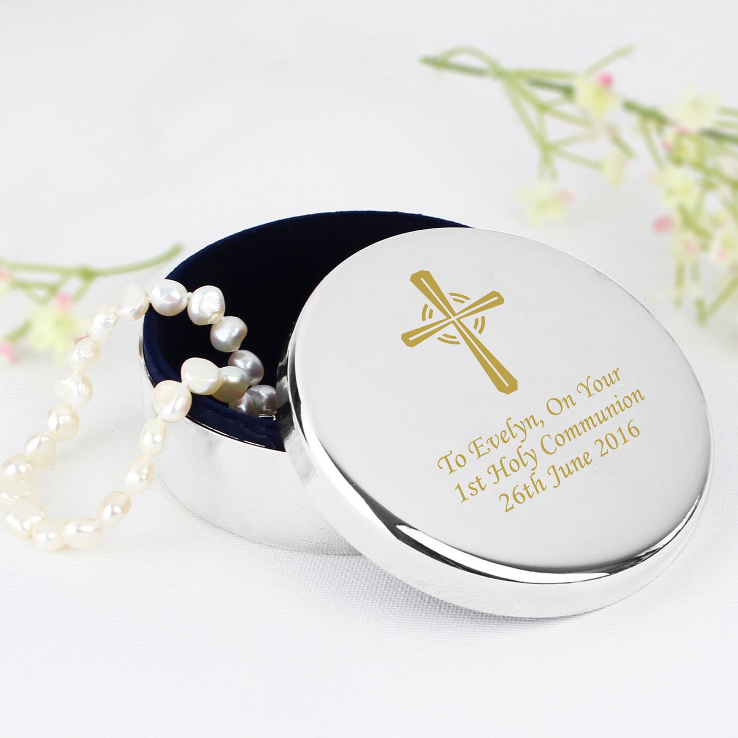 Personalised Gold Cross Trinket Box - Ideal For Rosary Beads from Heartfelt Gifts
