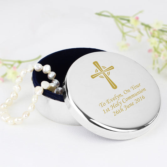 Personalised Gold Cross Trinket Box - Ideal For Rosary Beads from Heartfelt Gifts