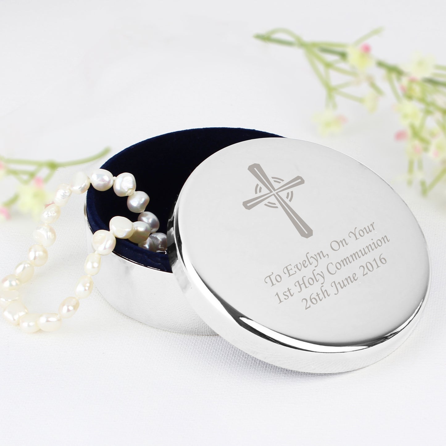Personalised Silver Cross Trinket Box - Ideal For Rosary Beads from Heartfelt Gifts