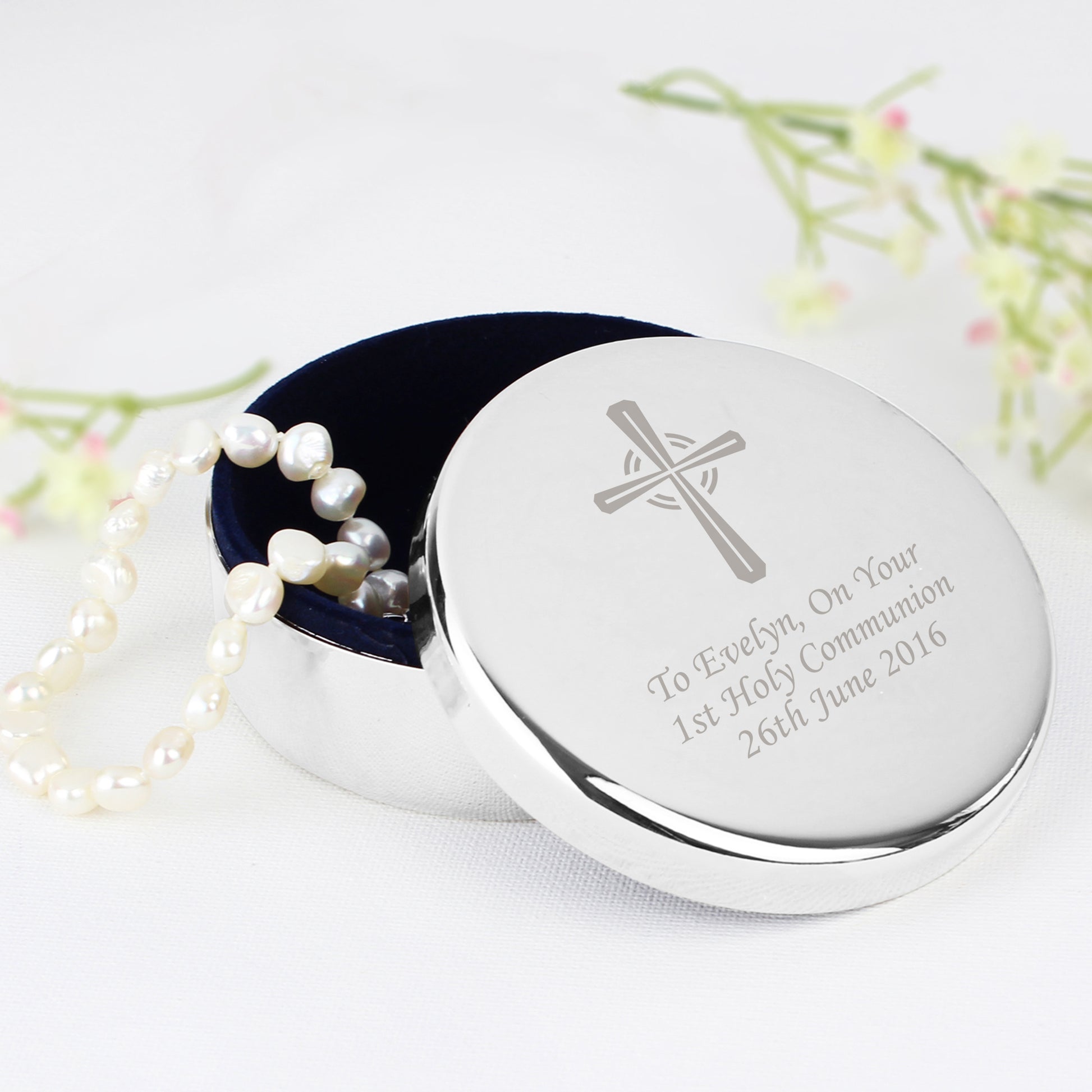 Personalised Silver Cross Trinket Box - Ideal For Rosary Beads from Heartfelt Gifts