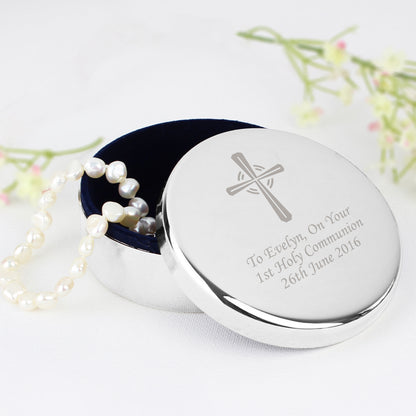 Personalised Silver Cross Trinket Box - Ideal For Rosary Beads from Heartfelt Gifts