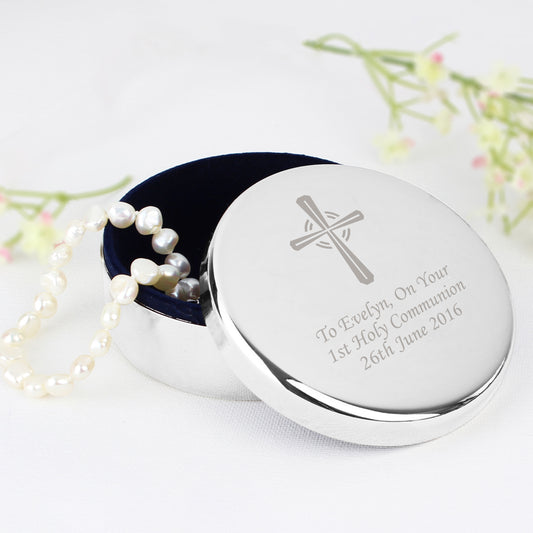 Personalised Silver Cross Trinket Box - Ideal For Rosary Beads from Heartfelt Gifts