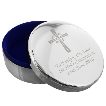 Personalised Silver Cross Trinket Box - Ideal For Rosary Beads - image 2