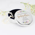 Personalised Godmother 'Floral Watercolour' Round Trinket Box from Heartfelt Gifts