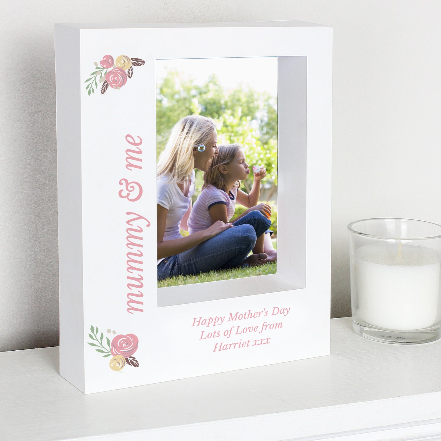 Personalised Floral 5x7 Box Photo Frame from Heartfelt Gifts