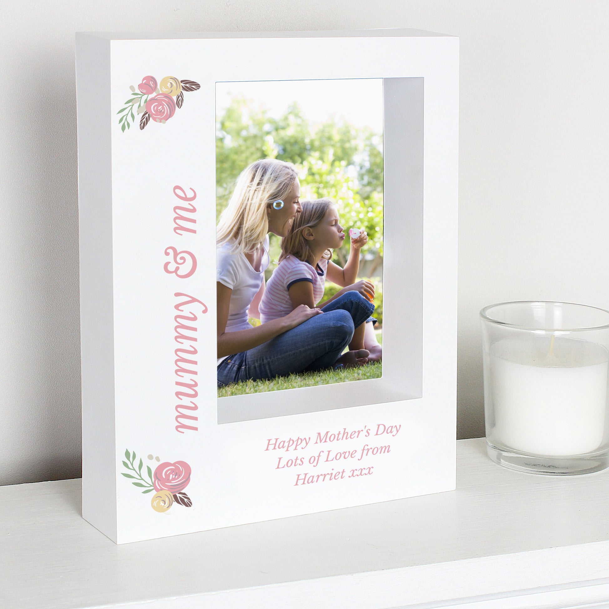 Personalised Floral 5x7 Box Photo Frame from Heartfelt Gifts