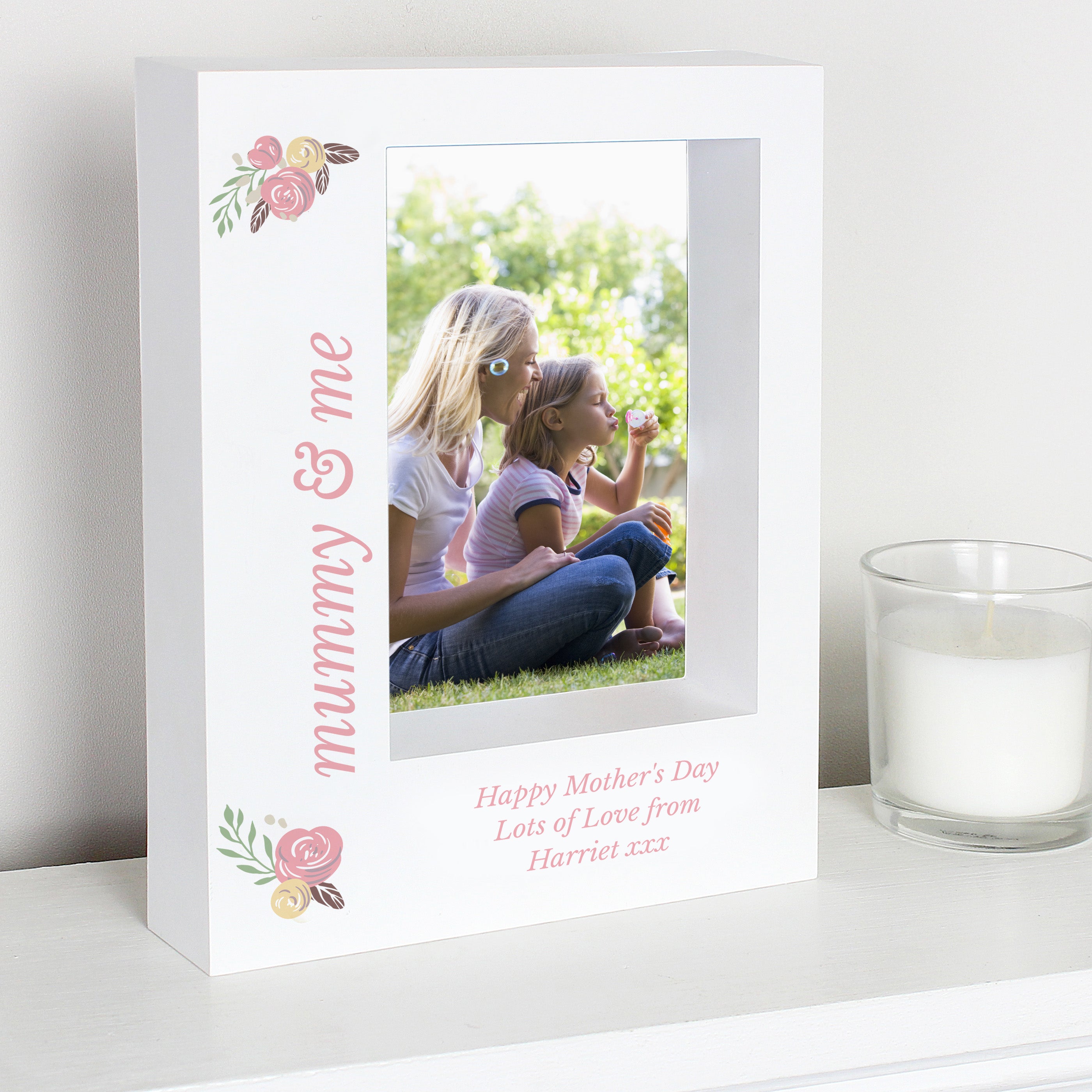 Personalised Floral 5x7 Box Photo Frame from Heartfelt Gifts
