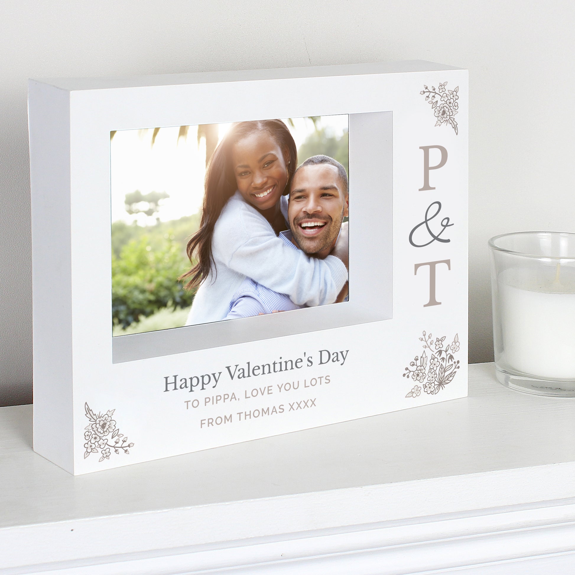 Personalised Couples Initials 5x7 Landscape Box Photo Frame from Heartfelt Gifts