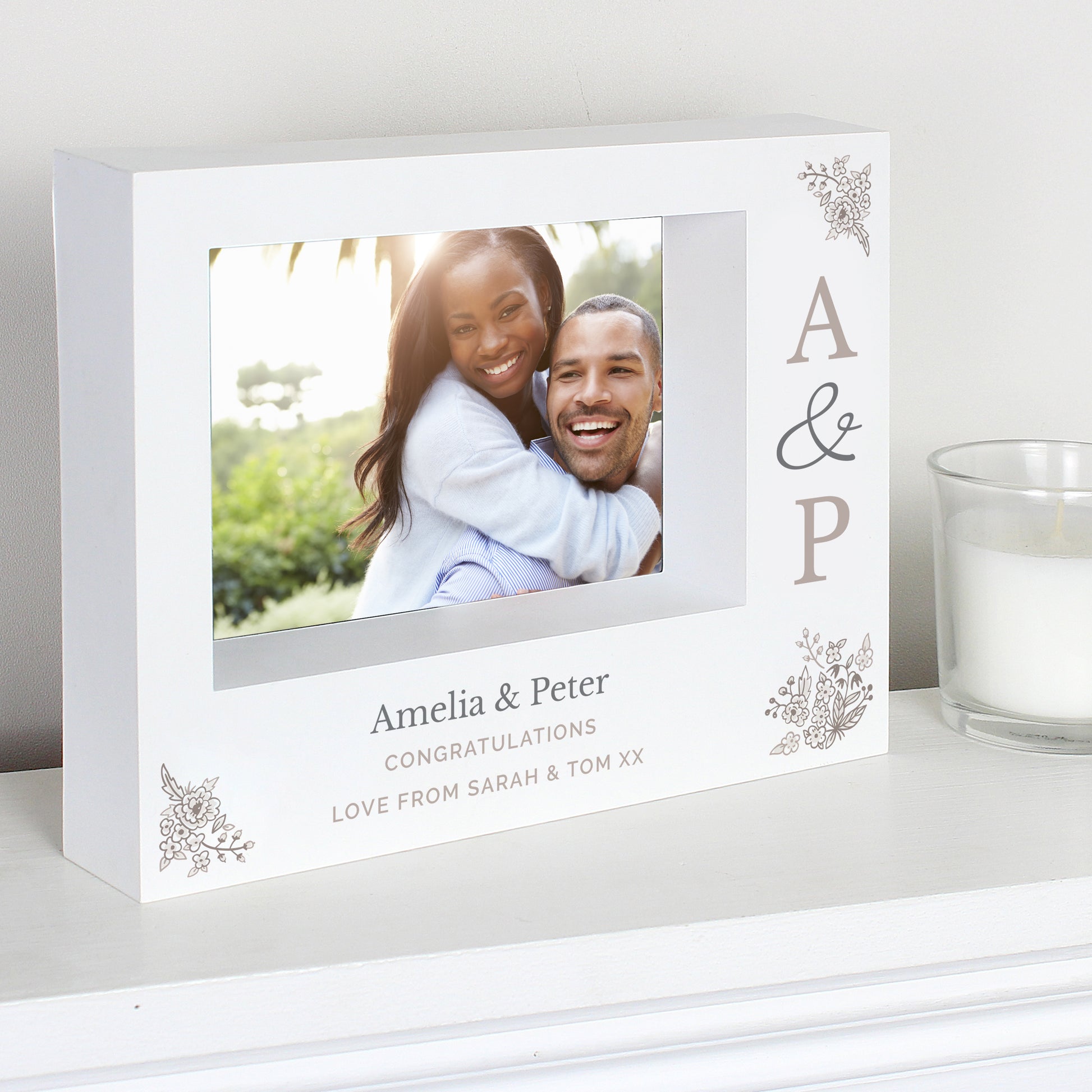 Personalised Couples Initials 5x7 Landscape Box Photo Frame - image 3