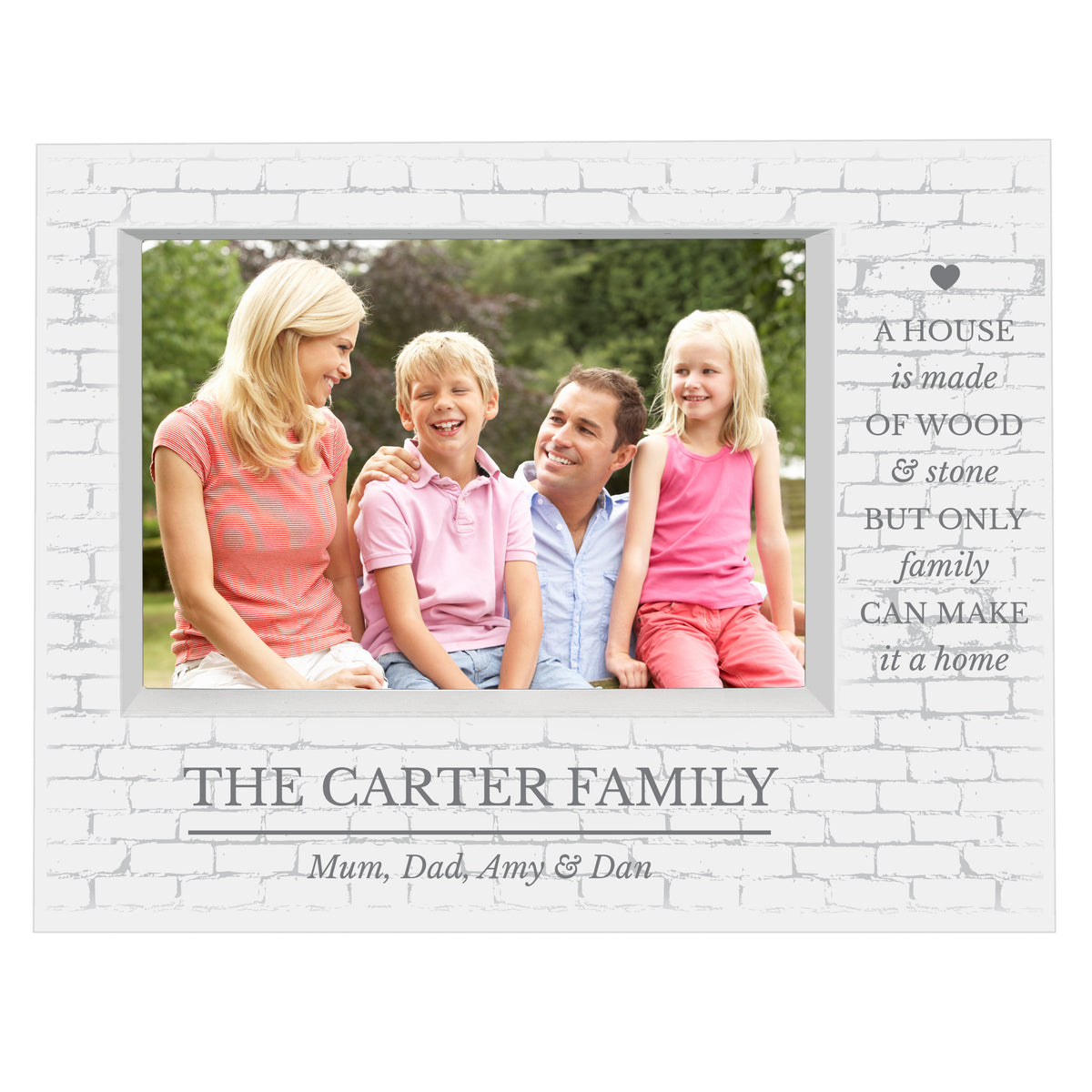White Family landscape box frame with the Carter Family example wording on a plain background