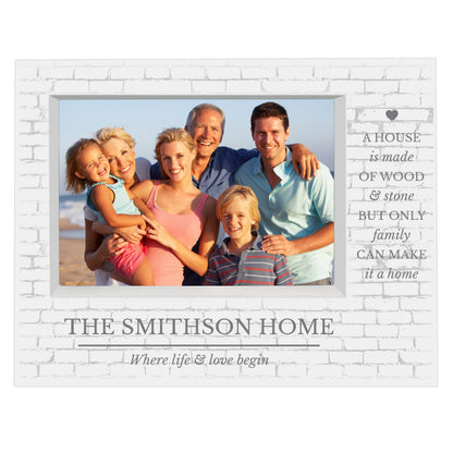 Family landscape box frame with the Smithson Home example wording on a plain background