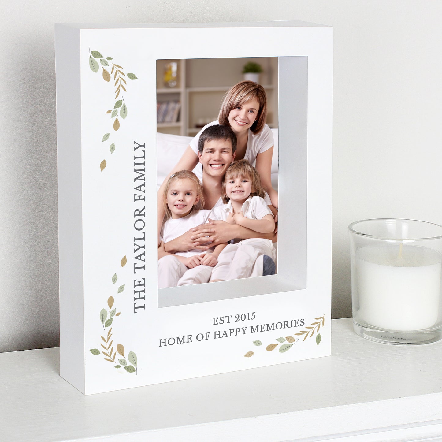 Personalised Fresh Botanical 5x7 Box Photo Frame from Heartfelt Gifts
