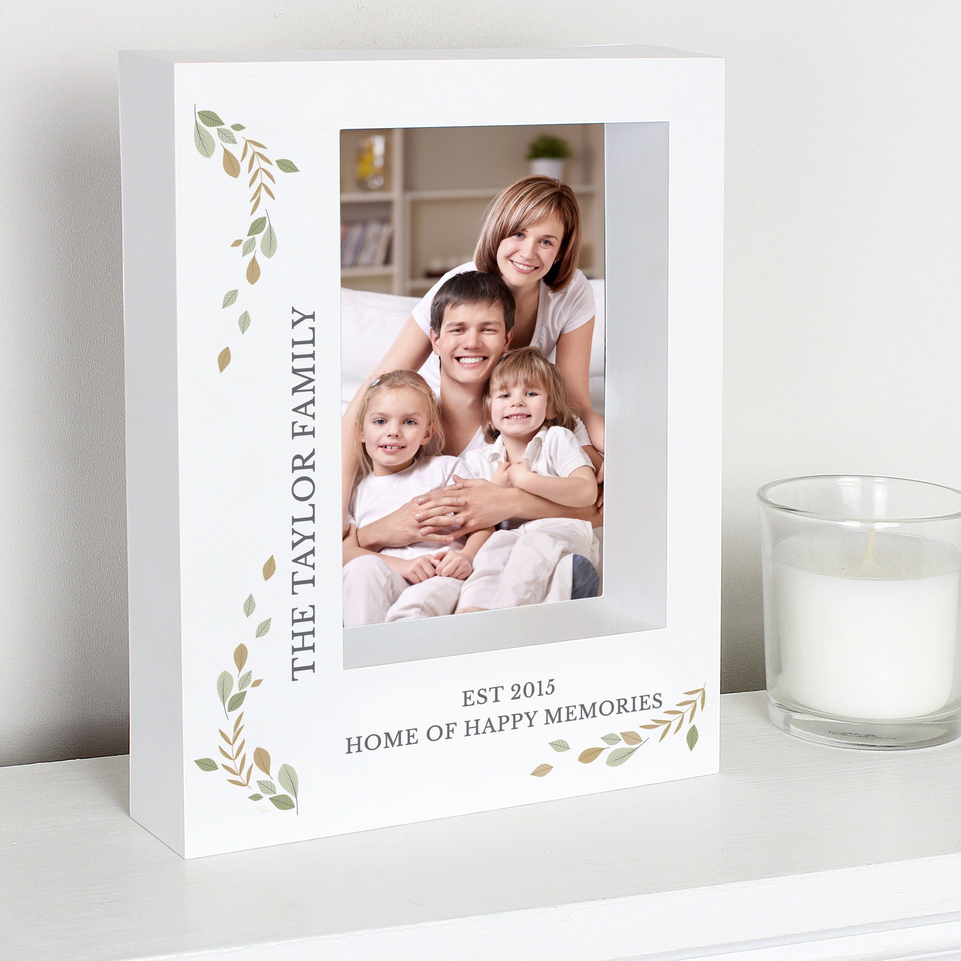 Personalised Fresh Botanical 5x7 Box Photo Frame from Heartfelt Gifts