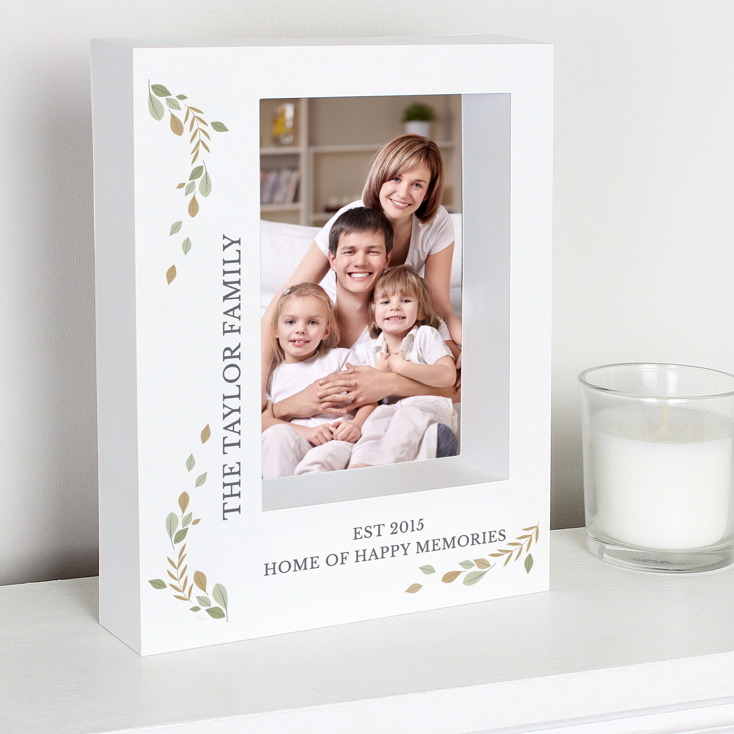 Personalised Fresh Botanical 5x7 Box Photo Frame from Heartfelt Gifts
