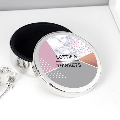 Personalised Geometric Round Trinket Box from Heartfelt Gifts