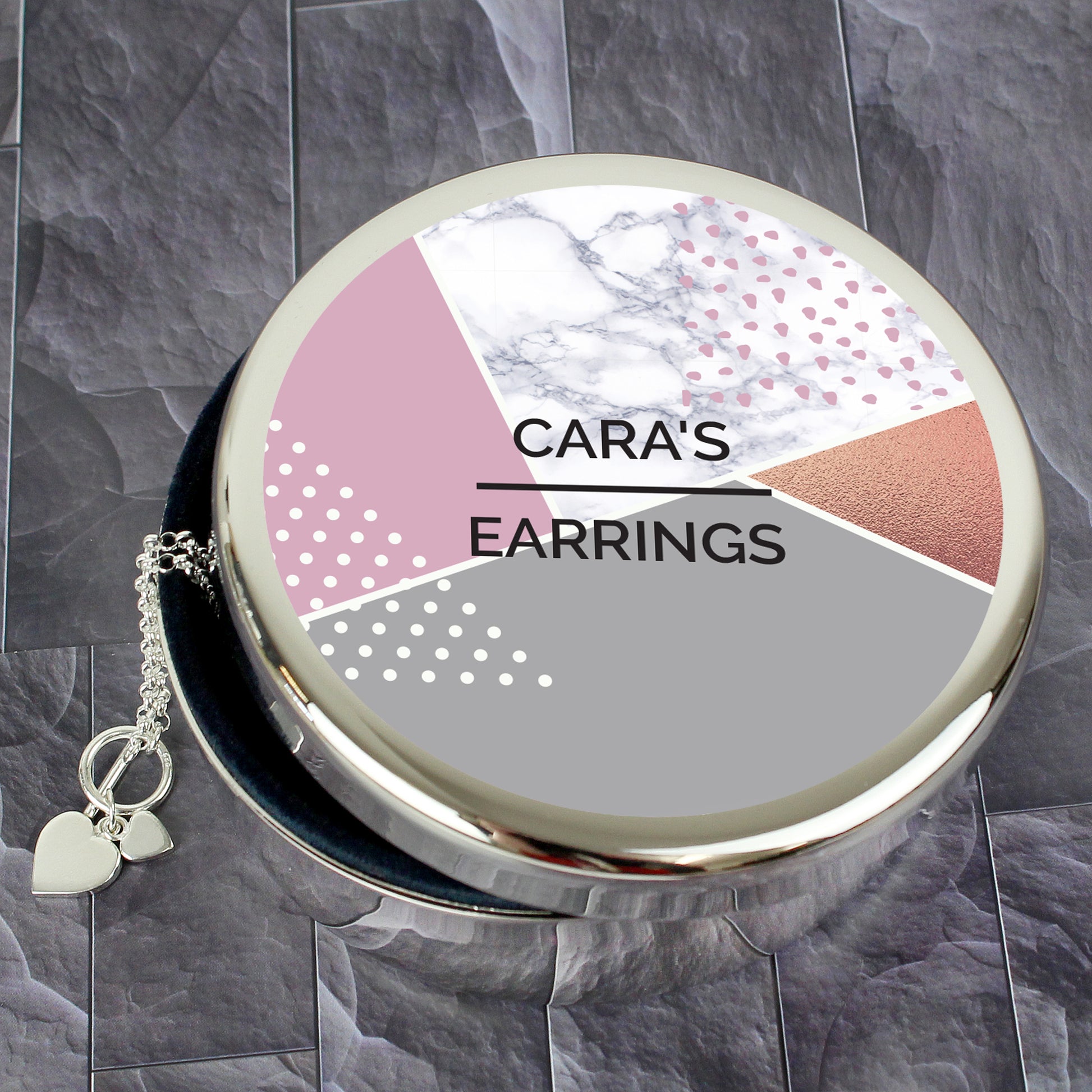 Personalised Geometric Round Trinket Box - image 3