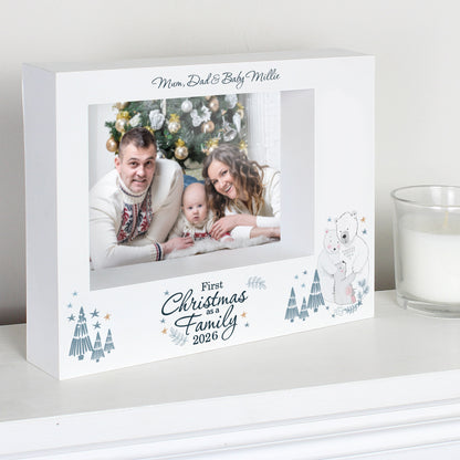 Personalised Polar Bear '1st Christmas As A Family' 5x7 Box Photo Frame from Heartfelt Gifts