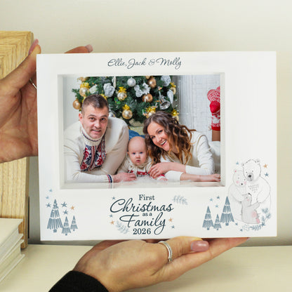 Personalised Polar Bear '1st Christmas As A Family' 5x7 Box Photo Frame - image 2