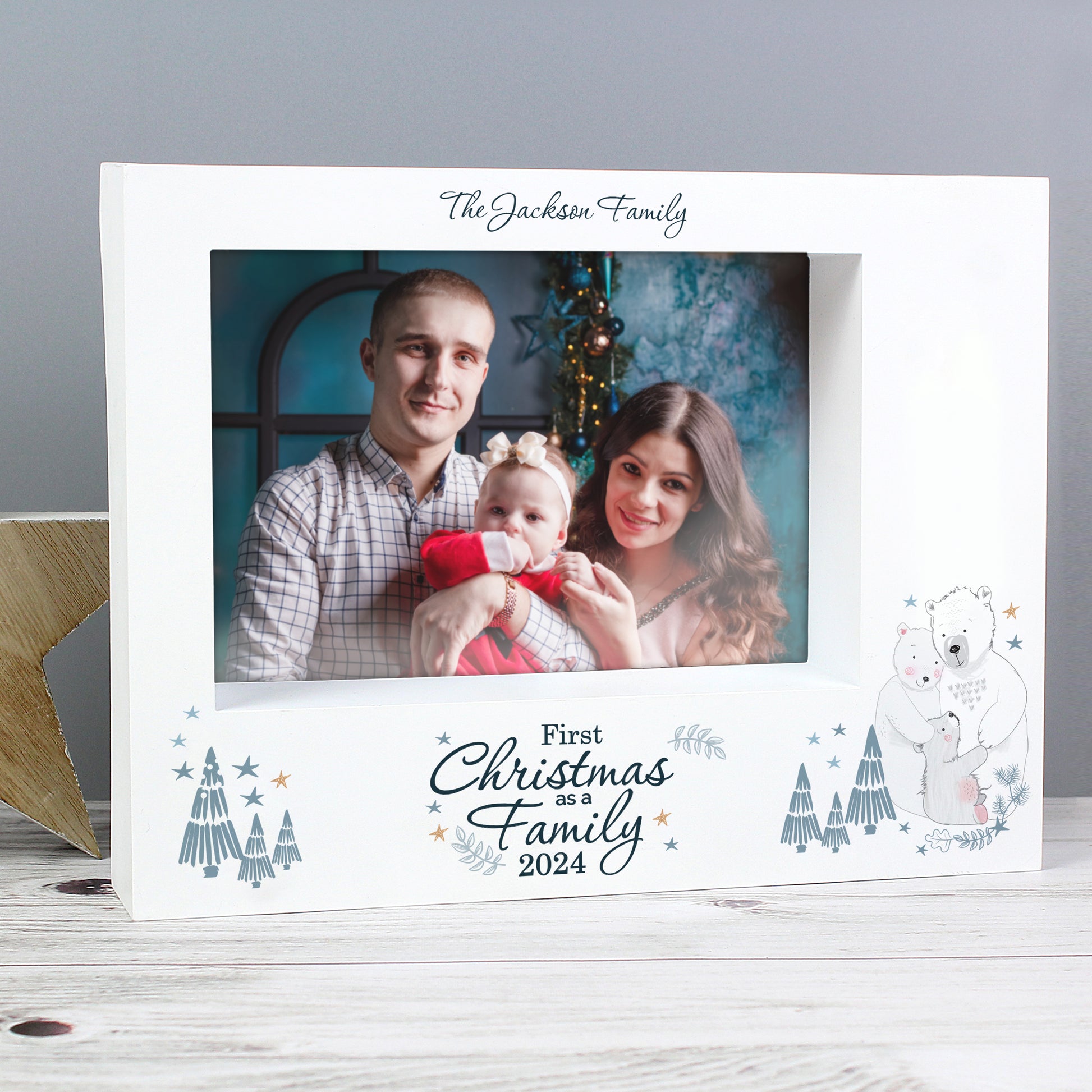 Personalised Polar Bear '1st Christmas As A Family' 5x7 Box Photo Frame - image 3