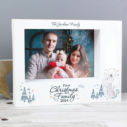 Personalised Polar Bear '1st Christmas As A Family' 5x7 Box Photo Frame - image 3